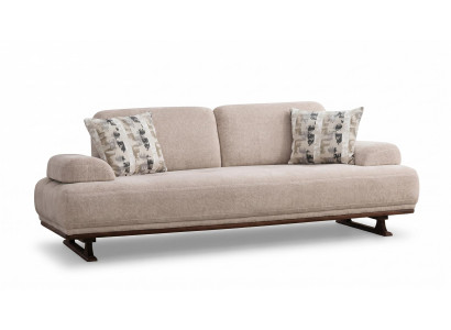 Modern Grau Bouclé Wohnzimmer Sofa Holzgestell Couch geräumig bequem