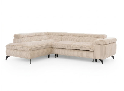 Beiges L-förmiges Ecksofa  weiches modernes Stoffsofa  Wohnzimmer