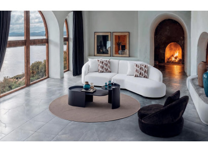 Sofa 4 Sitzer Couchtisch Set Modern Weiss Schwarz Elegant Sessel