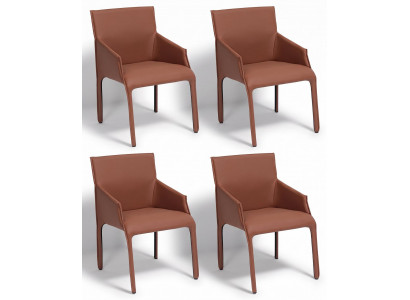 Stühle Exklusives Design Braun Kunstleder Stilvoll Robust Elegant