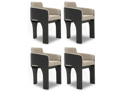 Stühle Design Beige Stoff Holz Schwarz Harmonisch Charaktervoll Stil