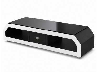 Modern TV-Möbel Schwarz Weiß Luxus Lowboard LED Hochglanz Design