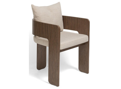 Stuhl Elegantes Design Beige Stoff Holz Komfort Charaktervoll Modern