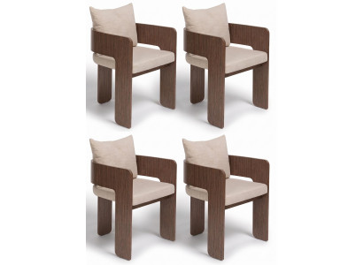 Stühle Design Beige Stoff Holz Ausdrucksstark Zeitlos Wohnlich Edel