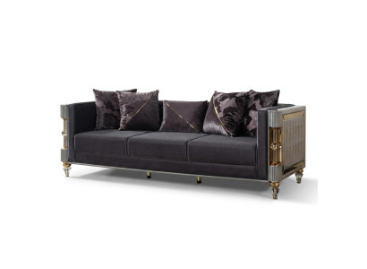 Sofa gepolstert neu modern bequem komfortabel grau goldfarben Wohnzimm