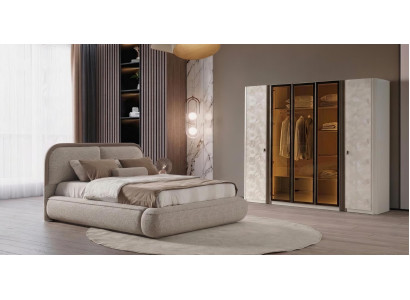 Schlafzimmer Set Bett Schrank Modern Beige Luxus Design Elegant Edel