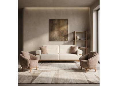 Sofa Sessel Beige Stil Modern Wohnzimmer bequem komfortabel praktisch
