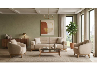 Sessel Beige Wohnzimmer Sofa Stil Modern bequem komfortabel