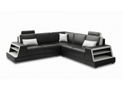 Modern Ecksofa L-Form Schwarz LED Elegant Exklusiv Design Premium