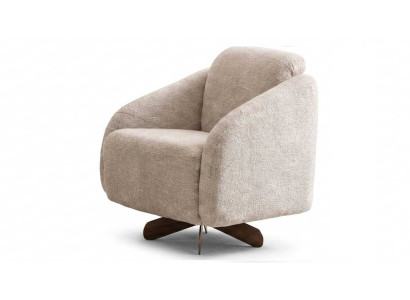 Sessel neu modern bequem komfortabel beige Holz Stoff Wohnzimmer
