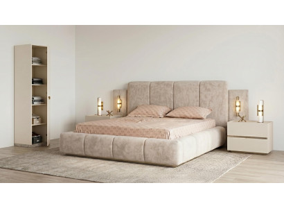 Schlafzimmer Set Modernes Beige Bett Nachttische Schrank Elegant bequem
