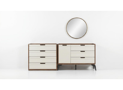 Modern Kommode mit Spiegel Weiß Holz Design Luxus Eleganz bequem