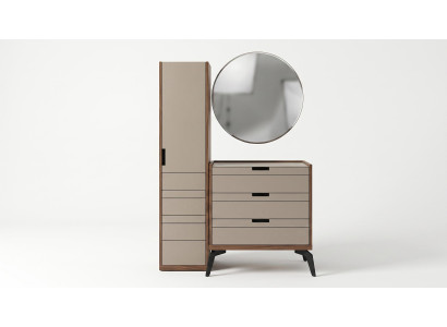 Modern Kommode mit Spiegel Weiß Holz Design Luxus Eleganz bequem