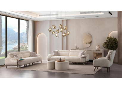 Couchgarnitur Moderner Stil Designermodell Beige Elegante Wohnzimmer