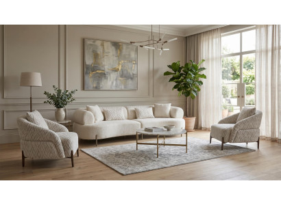 Couchgarnitur Designermodell Beige Elegante Wohnzimmer Komfort