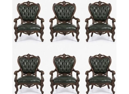 Klassische Chesterfield 6x Sessel Einzigartige Ledersessel Set