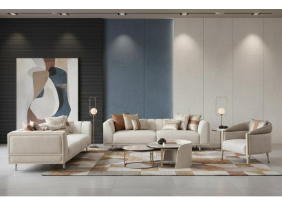 Luxus Wohnlandschaft 2x 3 Sitzer Sofa Armlehnsessel Couchtisch