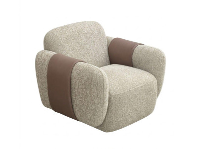 Sessel Moderner Wohnzimmer Beige Abgerundete Formen Hohe