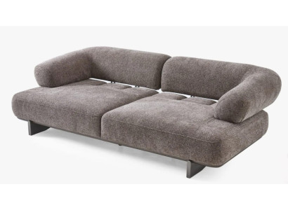 Grauer Komfortabler 3-Sitzer Wohnzimmer Polstercouch Stoffsofa