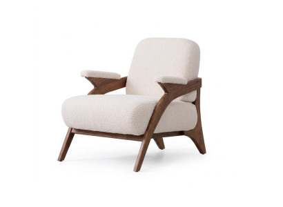 Hochwertiger Sessel Teddy-Stoff Massivholz Rahmen Modernes Design