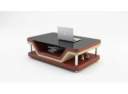 Couchtisch Modern Schwarz Braun Hochglanz Elegant Wohnzimmertisch