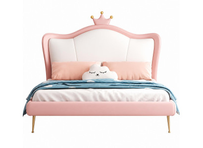 Rosa Kinderbett Prinzessin Jugendbett aus Leder  für Mädchen