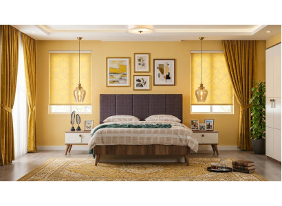 Schlafzimmer-Set Bett Kopfteil 2x Nachttische Modern Weiß Bequem