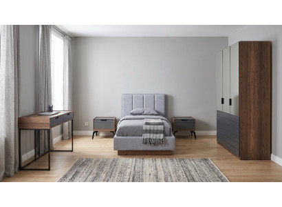 Jugendzimmer Set Modernes Loft Bett 2 Nachttische Schreibtisch Schrank Breit