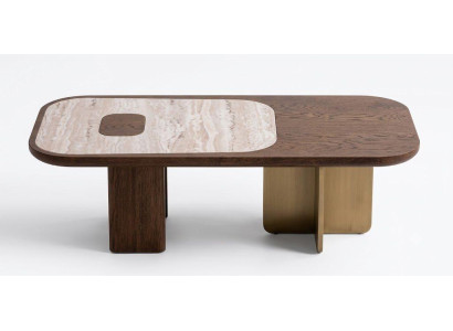 Couchtisch braun Armlehnen Holz modern elegant Wohnzimmer komfortabel