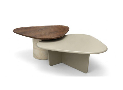 Couchtisch Braun Beige Wohnzimmer aus Holz Modern Elegant