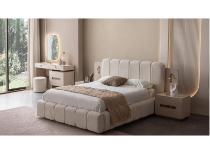 Schlafzimmer Set Bettgestell 2х Nachttische Kommode Spiegel Sitzhocker