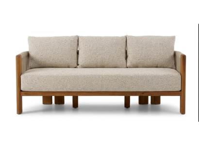 Gartensofa 3-Sitzer Modern Beige Kissen Elegantes Komfort Neu