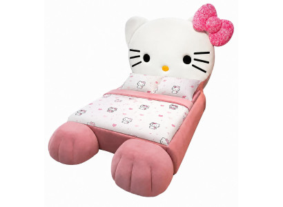 Rosa Kinderbett Hello Kitty Leder großes Bett Kindermöbel