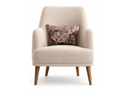 Sessel Beige Stoff Holzbeine Modern Polstersessel Wohnzimmer