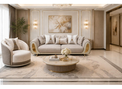 Sofa set Sofa Sessel Beige Modern Stil Wohnzimmer Luxuriös
