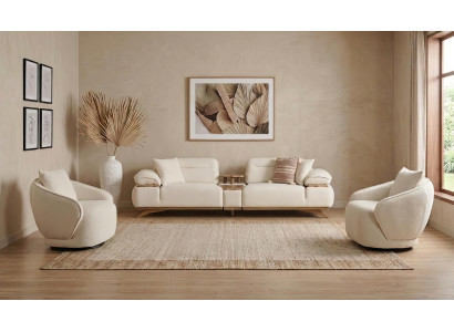 Sofa Set Sessel Modern Weiss Edel Luxus Wohnzimmer Polster Garnitur