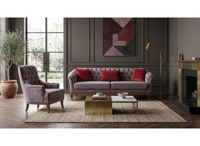 Graues luxuriöses Wohnzimmer-Set 3-Sitzer-Sofa Stoffsofas Designermöbel
