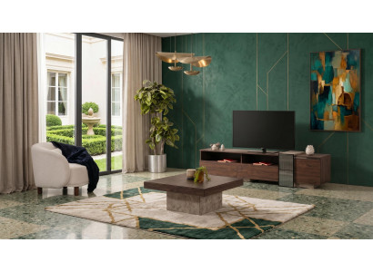 Braunes TV-Set TV-Lowboard Couchtisch Wohnzimmer modern