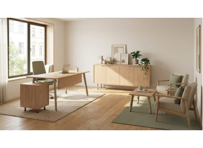 Modern Büro Set Beige Schreibtisch Sideboard Kommode Couchtisch