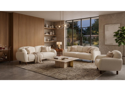 Beiges Wohnzimmer-Set Sofas modern Stoffsofas Sessel luxuriös