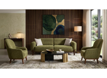 Grünes Wohnzimmer-Set Sofas Stoffsofas Sessel Design