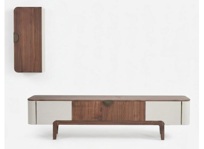 Hochwertige Designer TV-Wohnwand Exklusive Wohnzimmer Holzmöbel