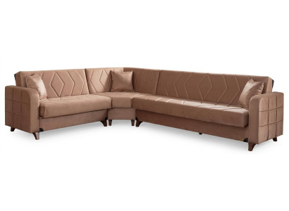 Braunes L-förmiges Ecksofa Stoffsofa großes Modulares Sofa Wohnzimmer