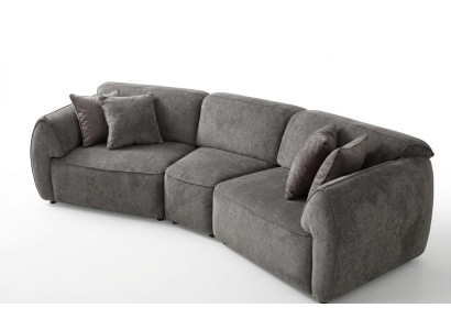 Graues Modulsofa geschwungenes Stoffsofa halbrundes Sofa Wohnzimmermöbel