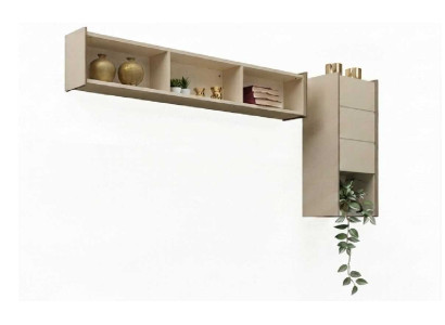 Wandregal Set Beige Modern Hochglanz Hängeregal Regal Wohnzimmer