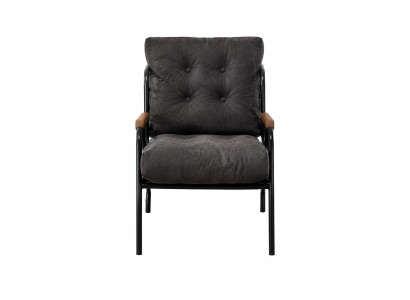 Grauer Sessel mit Armlehnen moderner Stoffsessel Teemöbel Designersessel