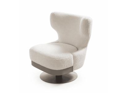 Sessel Drehsessel Modern Weiss Edel Luxus Design Boucle Polster