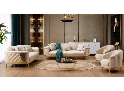 Stilvolles Wohnzimmer-Set 2 Sofas 2 Sesseln Modern Design Komfort