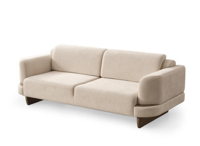 Elegantes 3-Sitzer Sofa Creme Stoffbezug Komfortabel Wohnzimmersofa