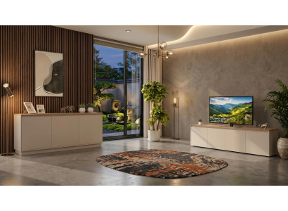 Beiges Wohnzimmer-Set TV-Lowboard  Konsole TV-Möbel